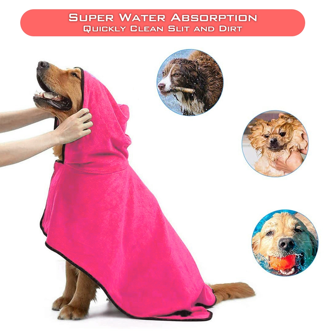 Super Absorbent Soft Towel Robe Dog Cat Bathrobe Grooming Quick Drying Pet Apparel