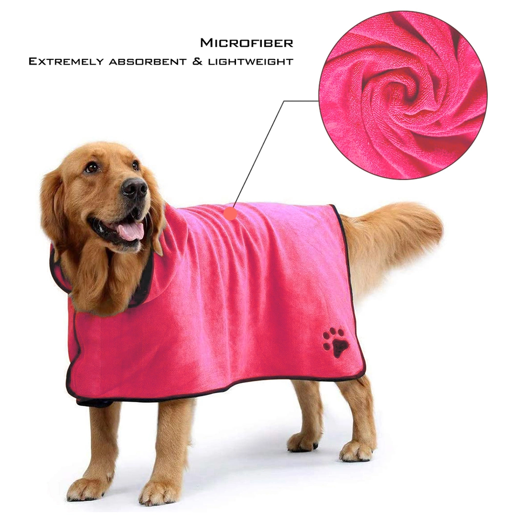 Super Absorbent Soft Towel Robe Dog Cat Bathrobe Grooming Quick Drying Pet Apparel